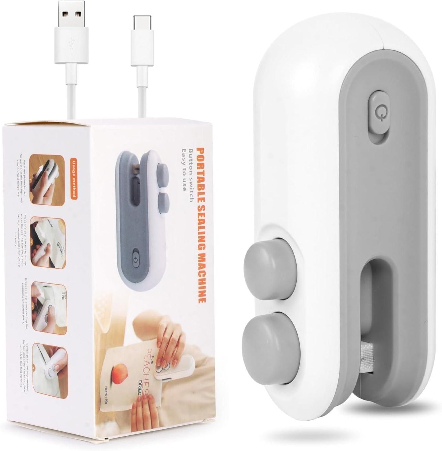 Portable Mini Sealing Machine 2-in-1 USB Rechargeable Magnetic Bag Sealer with Cutter