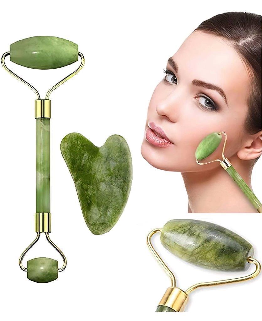 Smooth Facial Roller & Massager – Natural Jade Stone for Relaxing Skin