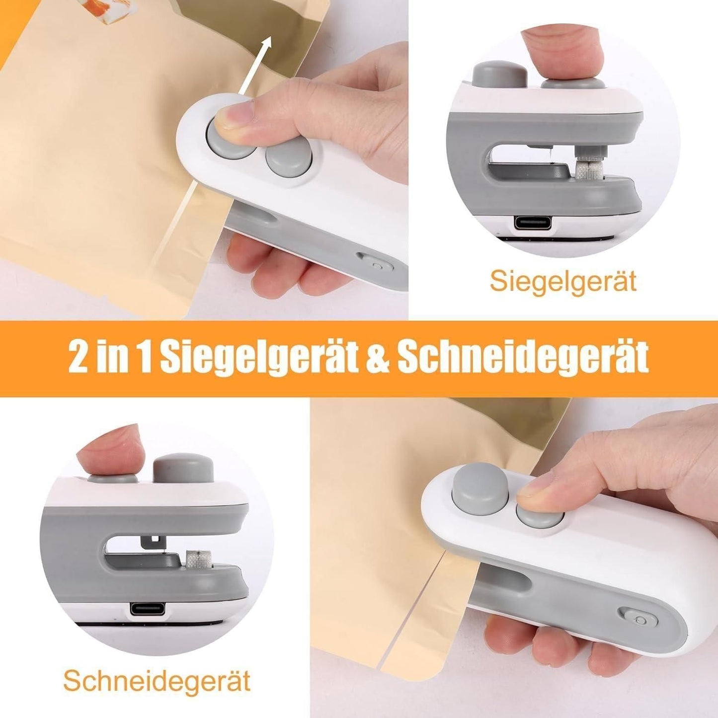 Portable Mini Sealing Machine 2-in-1 USB Rechargeable Magnetic Bag Sealer with Cutter
