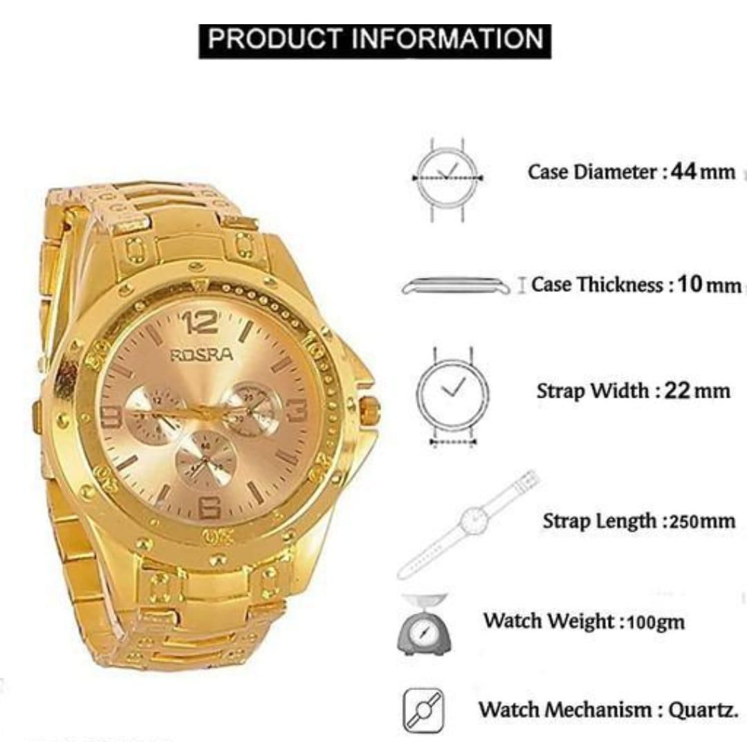 Men's Golden Stainless Steel Analog Watch