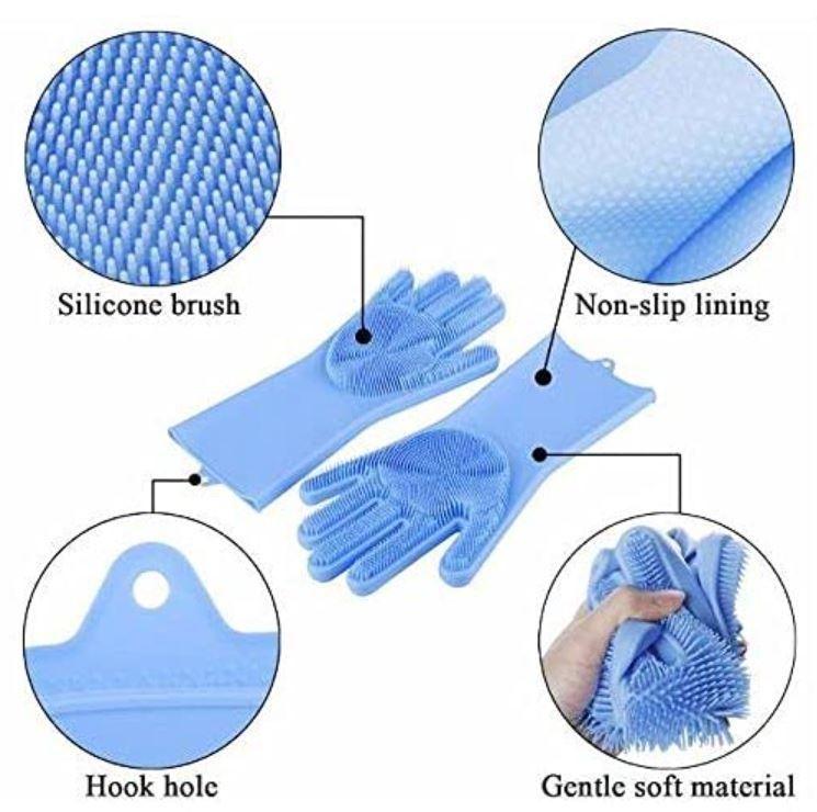 Silicone Dish Washing Gloves – Multi-Purpose Cleaning & Pet Grooming Gloves, Heat Resistant