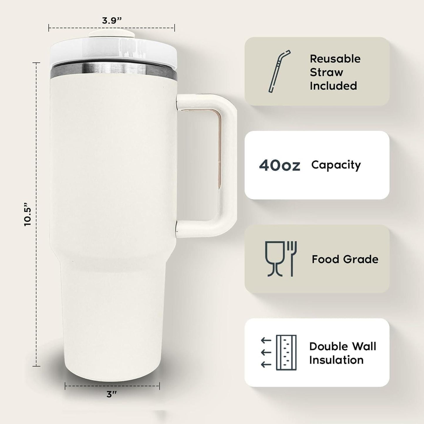 1200ML Stainless Steel Vacuum Insulated Tumbler with Lid & Straw – Hot & Cold Water Bottle for Office, Gym, Travel
