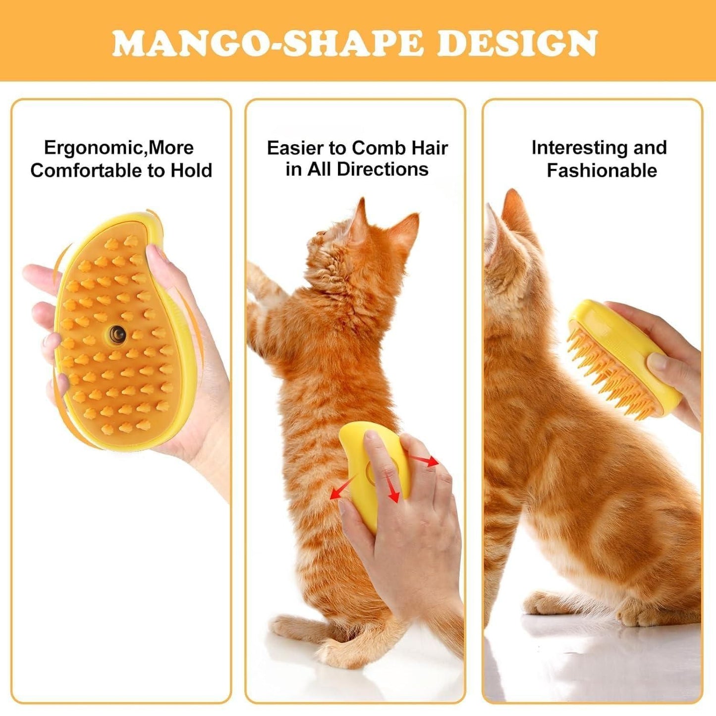 3-in-1 Steamy Pet Hairbrush – Cat Brush, Cleanser, and Vapor Tool