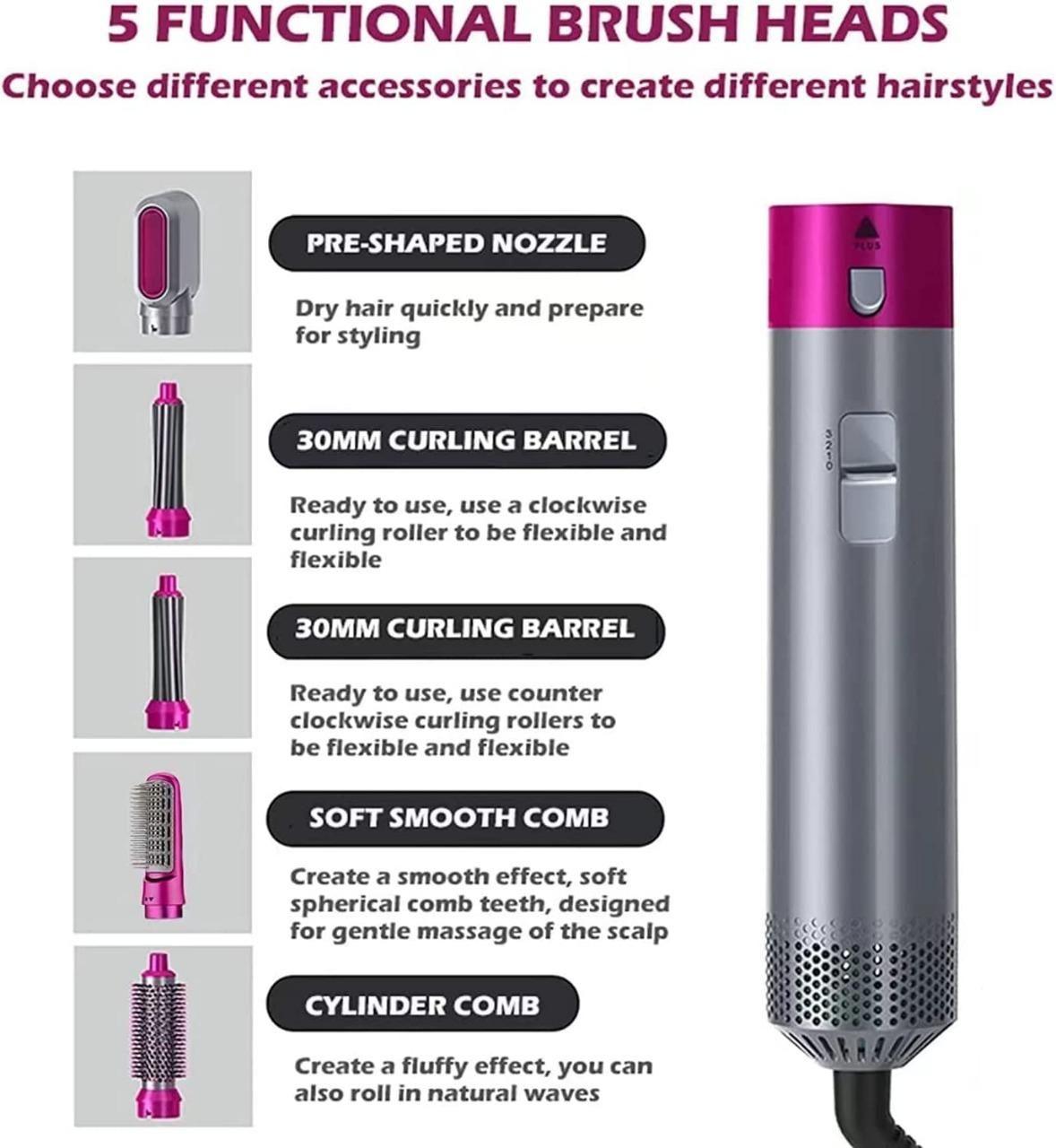 5 in 1 Curly Airstyler - (1 Year Warranty)