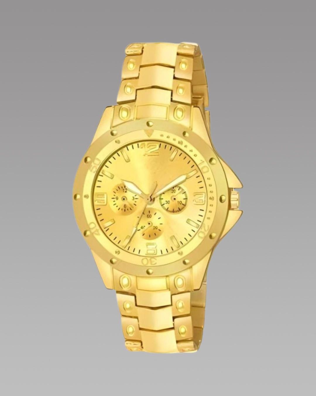 Men's Golden Stainless Steel Analog Watch