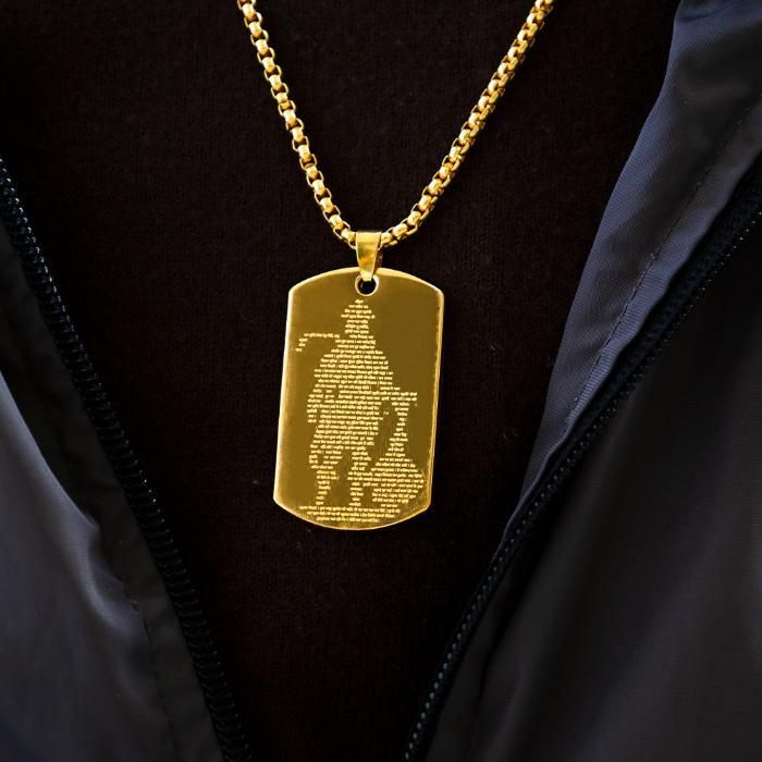 Golden Hanuman Chalisa Pendant with Chain – Gold-Plated Spiritual Locket for Men