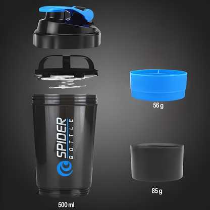 Spider Protein Shaker Bottle – 600ml Gym Sipper with Dual Compartments | BPA-Free