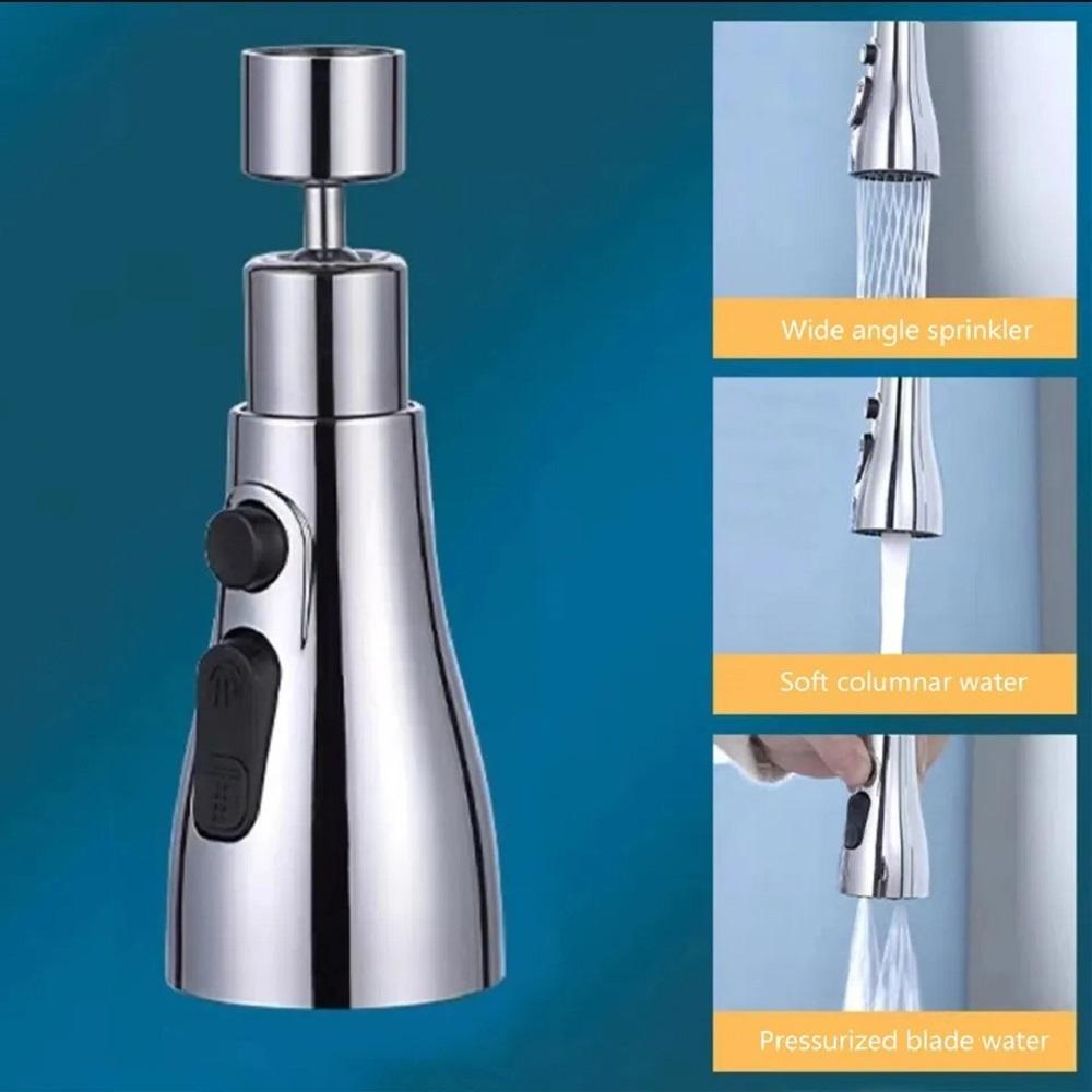 3-Mode Stainless Steel Kitchen Sink Faucet with Upright Handle Design