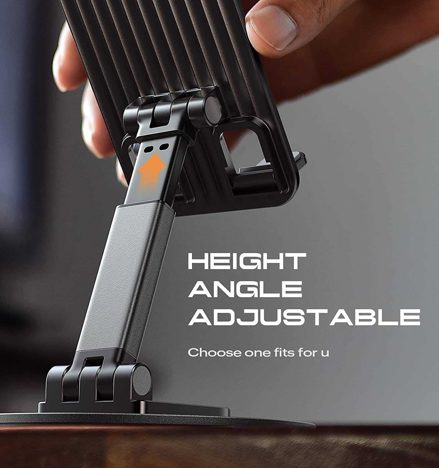 Mobile Phone Stand with 360° Rotation, Adjustable Height, and Angle