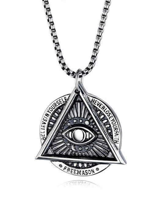 Evil Eye Pendant Necklace – Black, Stainless Steel, for Men & Women