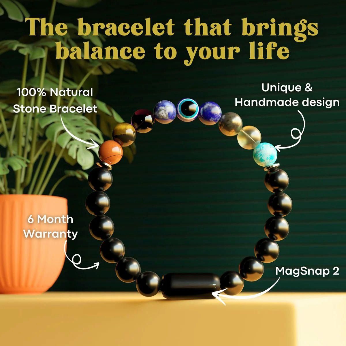 Super 9 Chakra Healing Stone Bracelet | Unisex Energy Beads for Men & Women