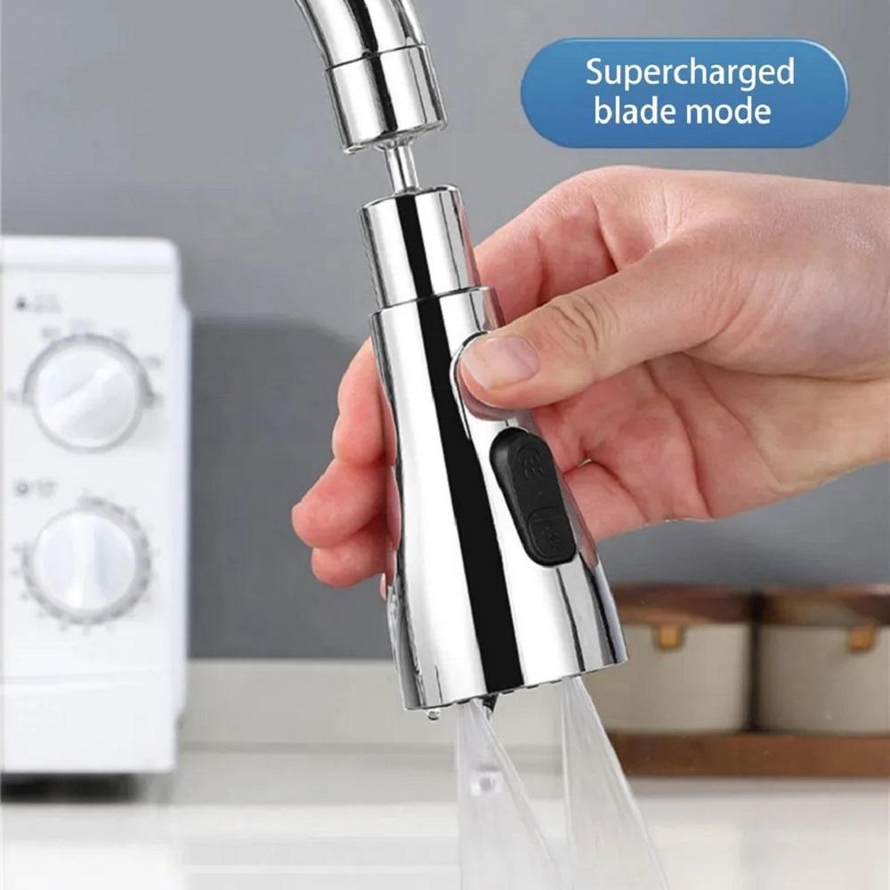 3-Mode Stainless Steel Kitchen Sink Faucet with Upright Handle Design