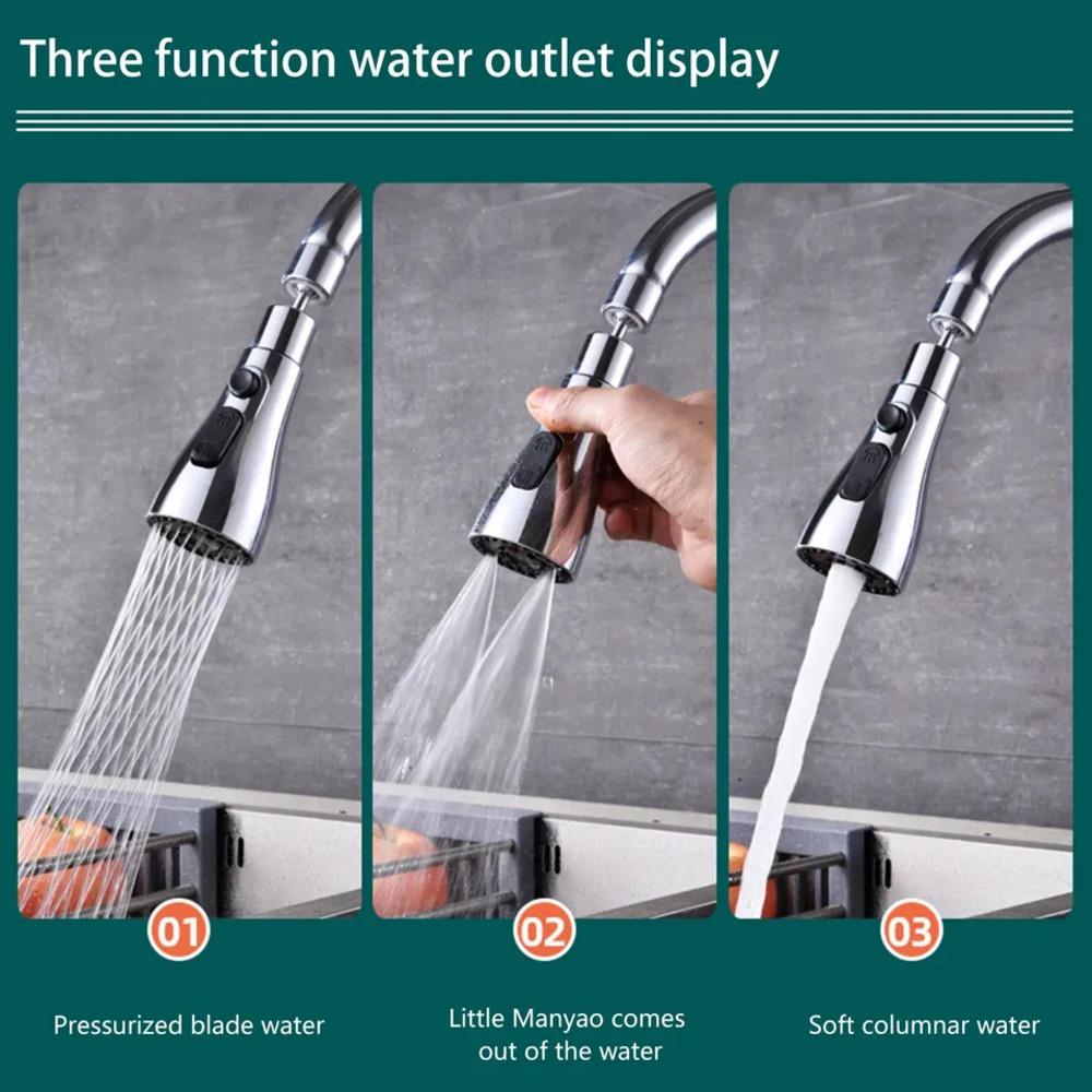 3-Mode Stainless Steel Kitchen Sink Faucet with Upright Handle Design