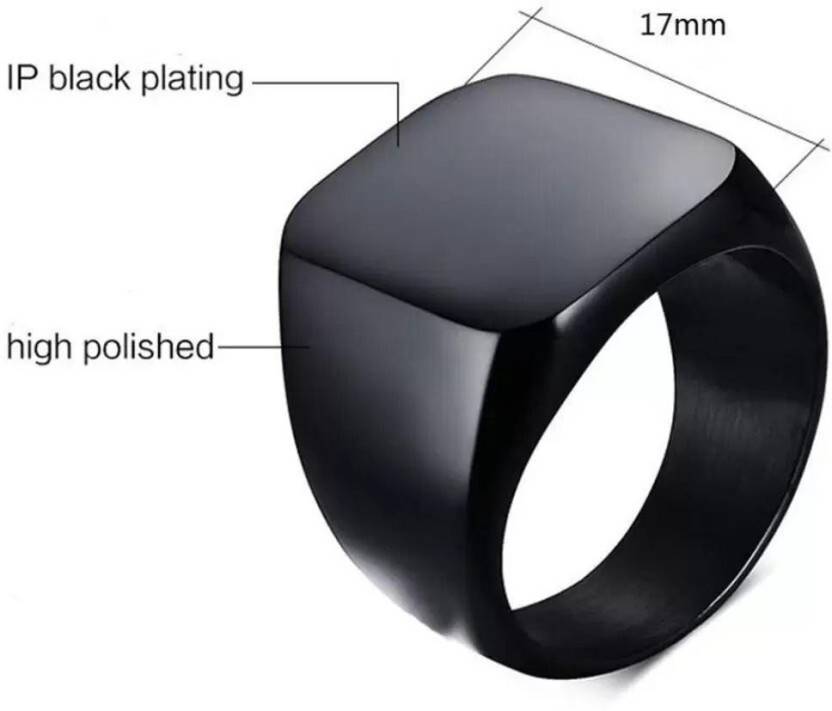 Saizen Black Square Vintage Ring – Stainless Steel Ring for Men & Boys