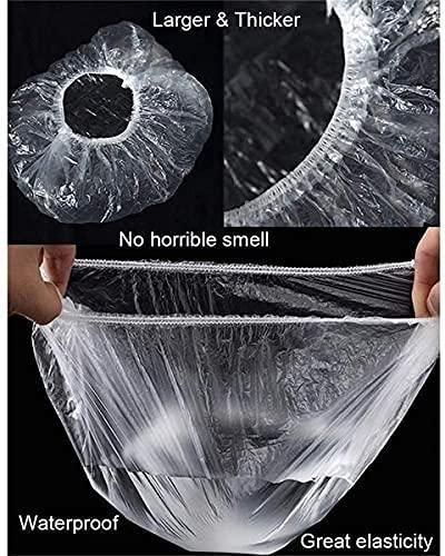 Reusable Elastic Food Storage Plastic Covers – 100 Pack, 20-Inch, White, for Bowls & Plates