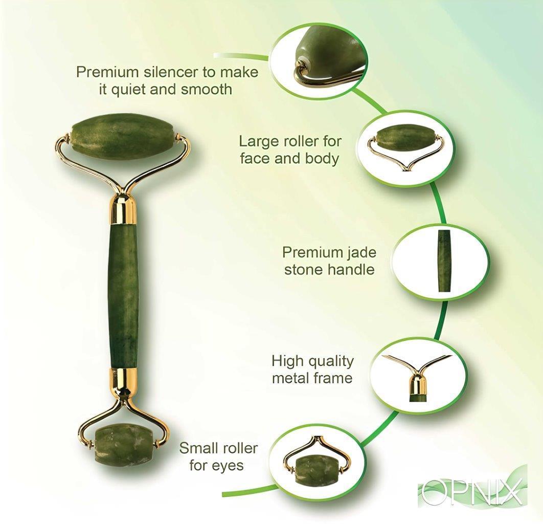 Smooth Facial Roller & Massager – Natural Jade Stone for Relaxing Skin