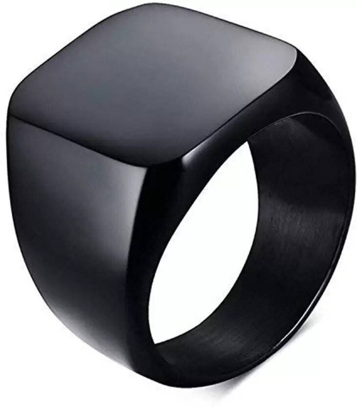 Saizen Black Square Vintage Ring – Stainless Steel Ring for Men & Boys