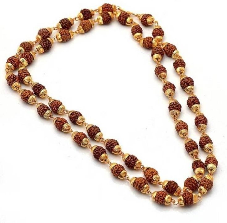 Gold-Plated Rudraksha Mala | Spiritual Beads for Meditation & Daily Wear | Authentic Rudraksha with Gold Finish