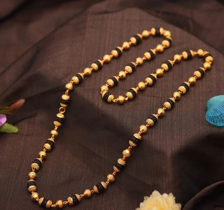 Gold-Plated Rudraksha Mala | Spiritual Beads for Meditation & Daily Wear | Authentic Rudraksha with Gold Finish