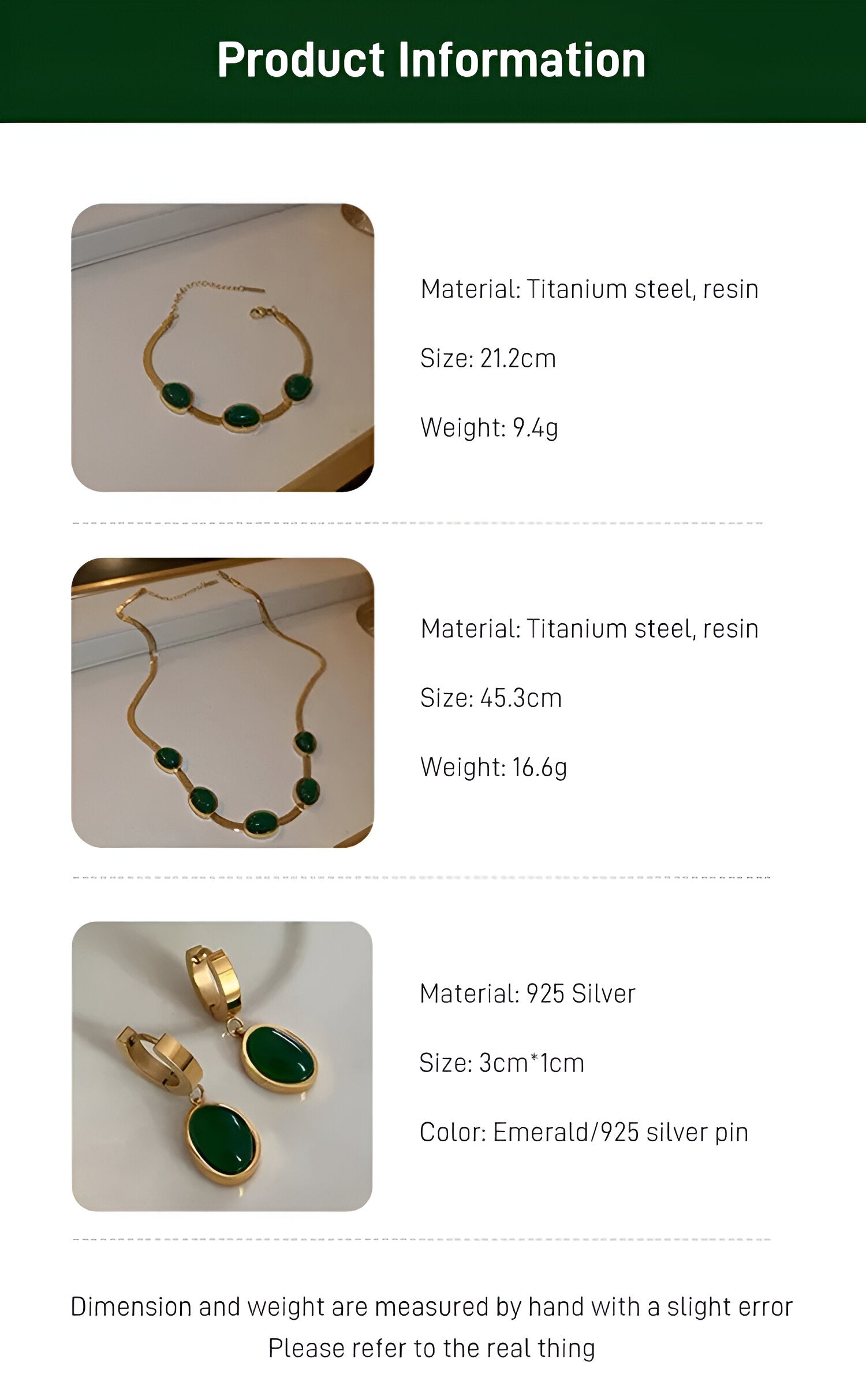Oval Green Crystal Necklace & Bracelet Set – Stylish & Elegant